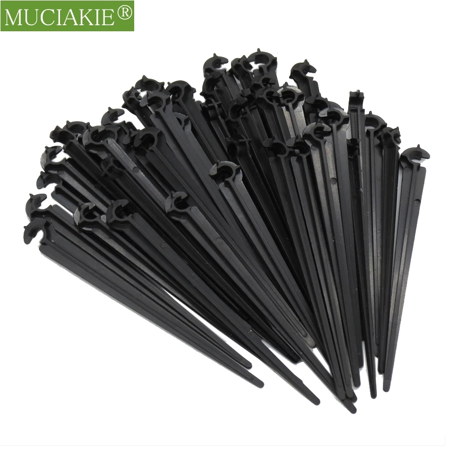 100pcs 11/20cm 1/4'' Fixed Stakes Plastic Support Holder for 4/7mm PVC Hose Tube Drip Garden Home Watering Irrigation Fittings