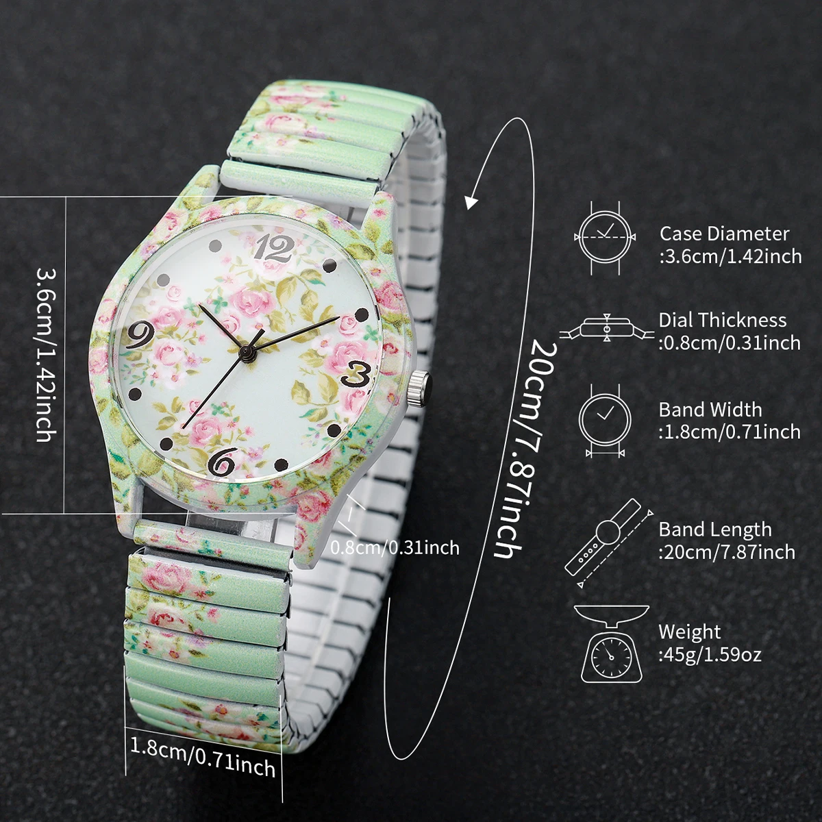 2pcs/set Women's Printed Watch Fashion Casual Digital Scale Dial Classic Trend Printed Quartz Watch Combination Set NO Box