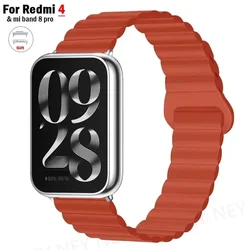 Sport Silicone Magnetic Loop Wristband Bracelet for Redmi watch 4 (20.Orange red)