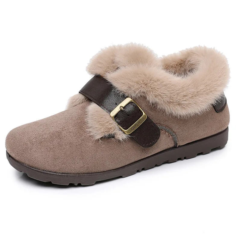 Outdoor Non Slip Women Warm Shoes 2026 Winter New Fashion Buckle Strap Vintage Casual Shoes Thicken Plush Soft Sole Cotton Shoes