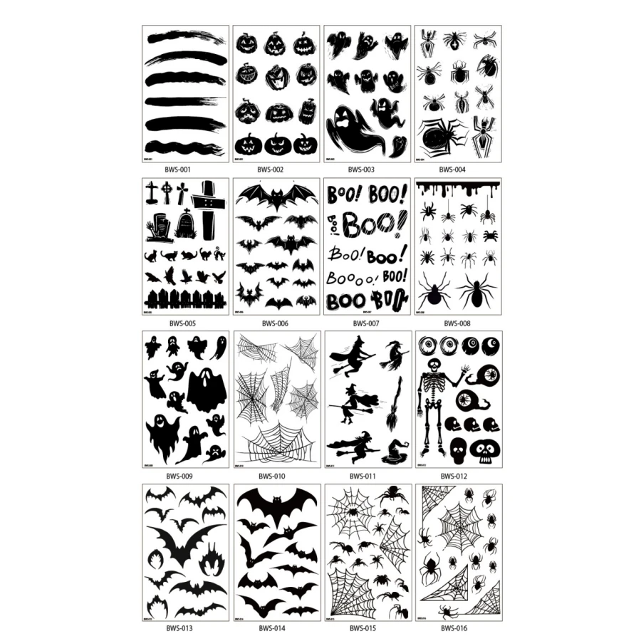 30 Feuilles De Tatouages Temporaires Halloween – Motifs Citrouille, Sorcière, Chauve-souris – Pour Enfants, Fêtes