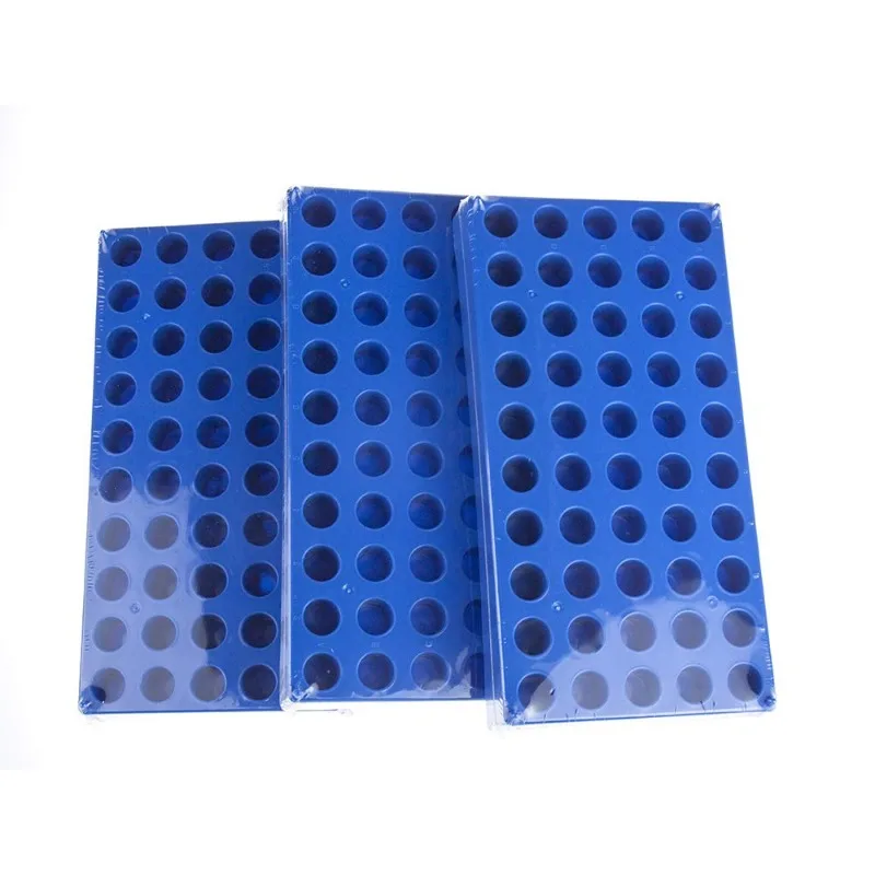 5 Packs Vial Rack,Single Blue Holds 50 Standard 12mm 2ml Vial, Plastic Centrifuge Tube Rack Holder