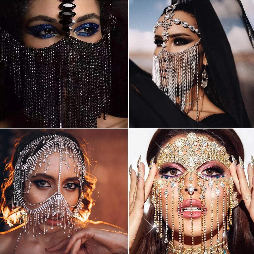 Fashion Charming Rhinestone Tassel Veil Masks for Women Bohe Face fashion-charming-rhinestone-tassel-veil-masks-for-women-bohe-face