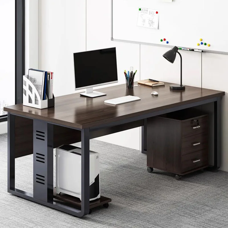 Modern Long Office Desk Gadgets Black Executive Metal Legs Computer Desks Writing Monitor Mesa De Computador Theater Furnitures