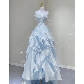 Gown Dress Women Long Dresses Party Night Evening Strapless Sleeveless Sexy Banquet Wedding Y2k Streetwear Elegant Vestidos 1