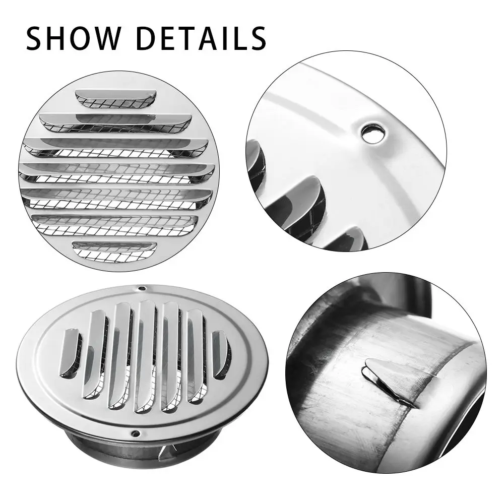 Stainless Steel Exterior Wall Air Vent Grille Various Size Round Ducting Ventilation Grilles Home Office