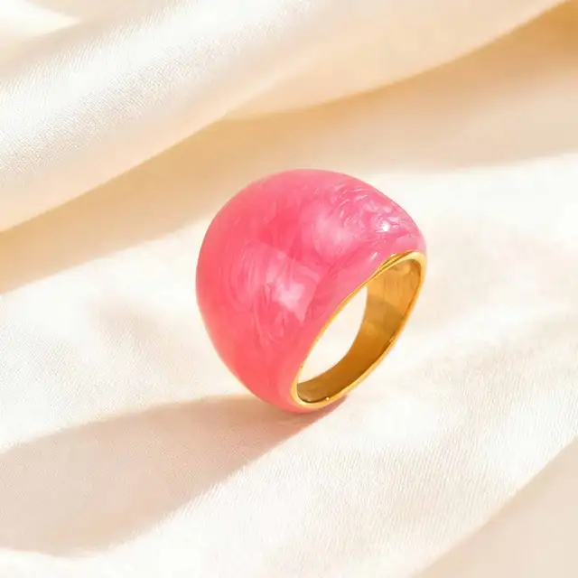 Bague géométrique à la mode pour femmes et filles, bagues incurvées en acier inoxydable bleu/vert/rose, bijoux esthétiques, cadeau féminin