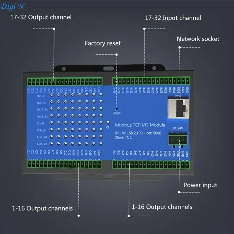 Modbus 모듈 이더넷 네트워크 표준, 16/32 입력 채널, 16/32 출력 채널 R2LB