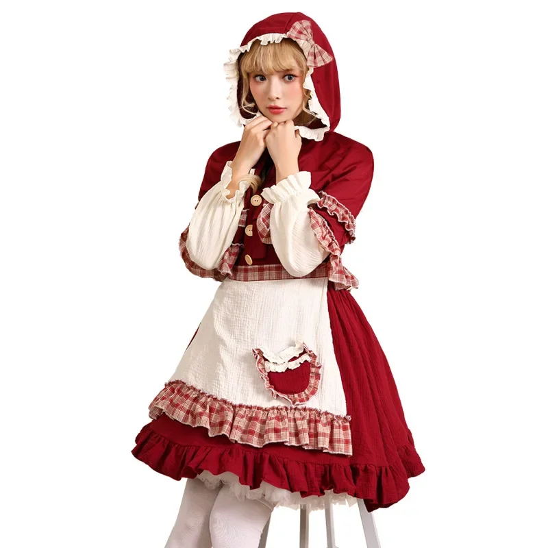 

Women Little Red Riding Hood Cosplay Costumes for Halloween Party Fairy Tales Drama Show Role Playing Dress Up Outfit