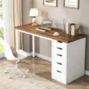 Tribesigns Computer Desk with 5 Drawers, 47 inches Rustic Brown Home Office Desk with Storage, Modern Simple Laptop Desk Study W 1