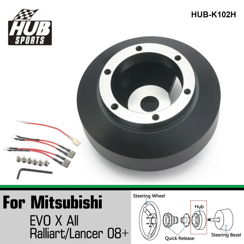 

Hubsport Aluminum 6 Hole Steering Wheel Ball Bearing Short Hub Adapter Boss Kit For Mitsubishi EVO X Ralliart Lancer HUB-K102H