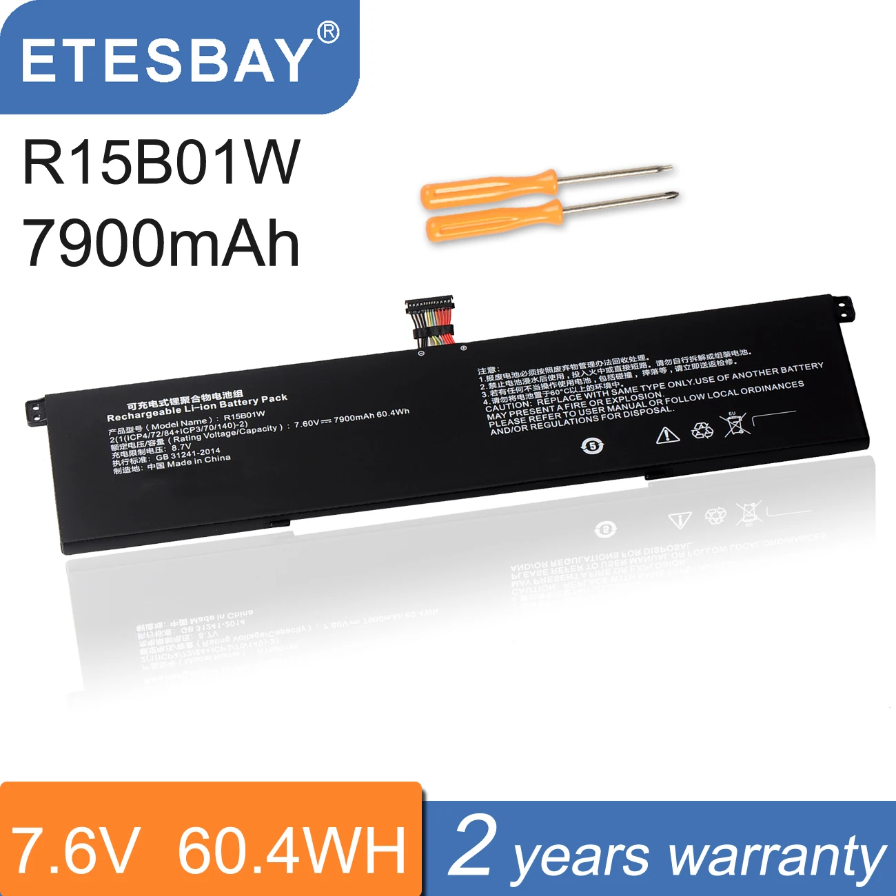 Etesbay-bateria do Portátil para Xiaomi mi Pro Notebook 15.6 Series Tm1701 171501-aq 7900mah 5.4 wh R15b01w