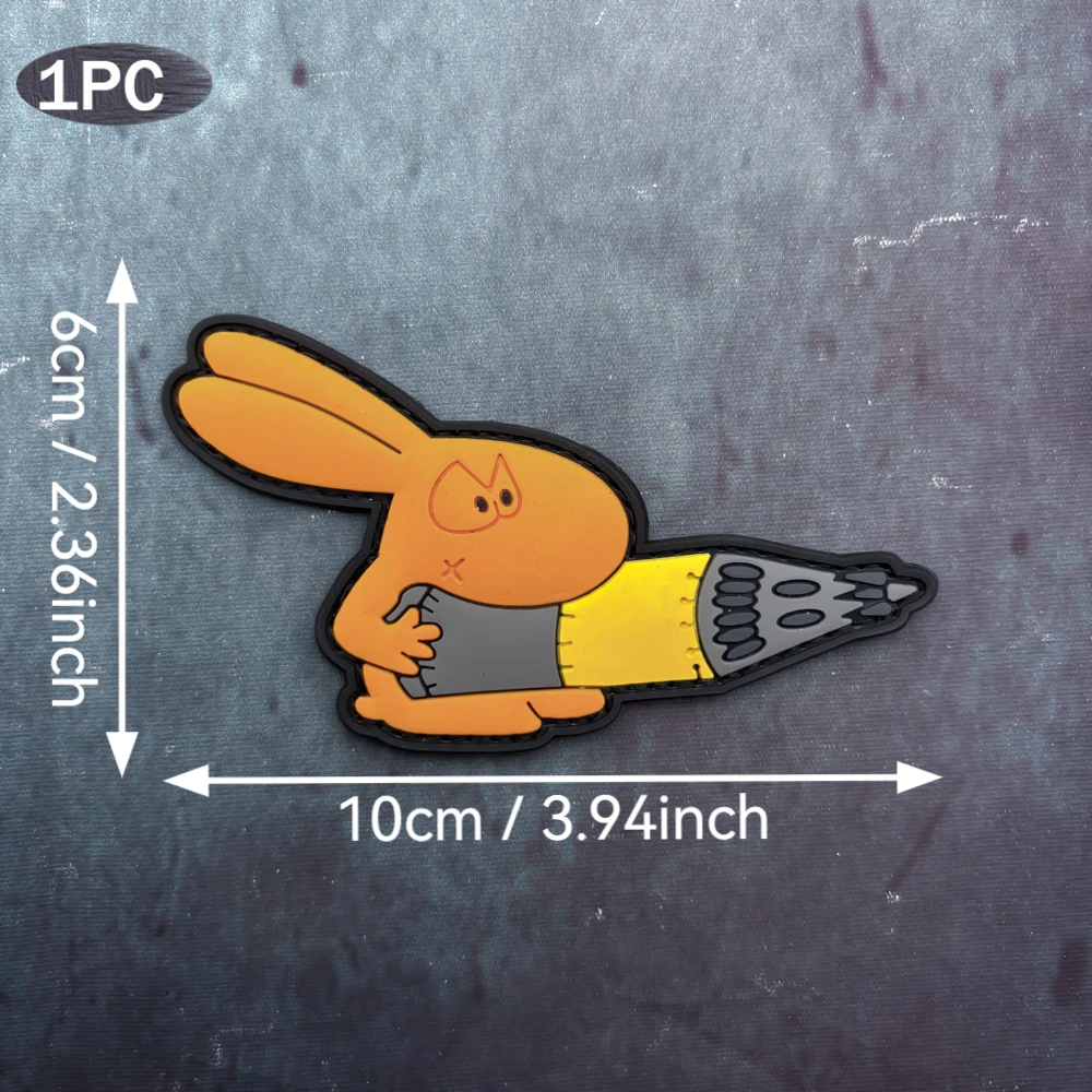 토끼 디자인, 야광 효과, 후크앤루프 패스너가 있는 전술 조끼/어깨끈용 PVC 패치, 배낭용 사기 패치, 의류 패치, 부드러운 고무 소재