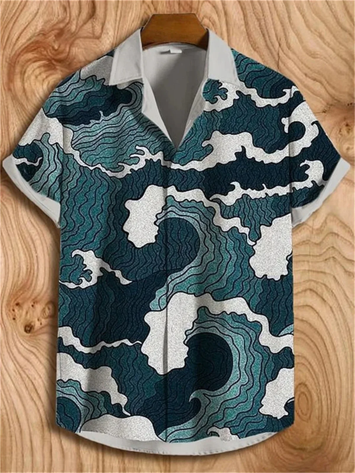 Short Sleeved Shirt Sakura Pattern Japanese Vintage Art Linen Bamboo Joint Cotton Casual Hawaiian Vacation