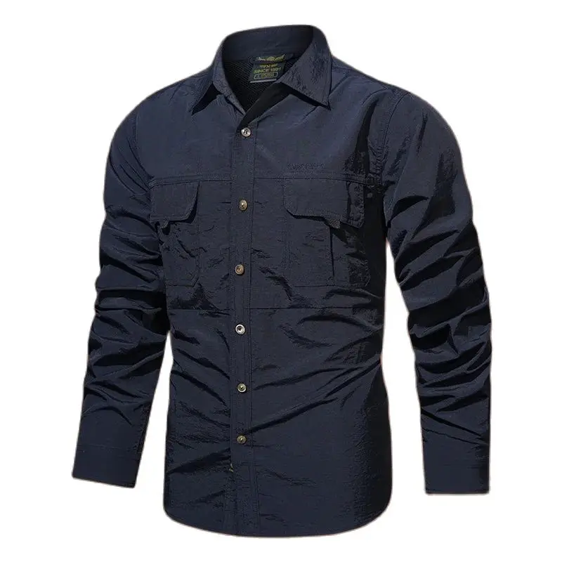 Men's Clothing Military Tactical Shirts Multi-Pockets Work Cargo Shirts Climbing Clothes Nature Hiking Fishing Wear Men's Shirts 5
