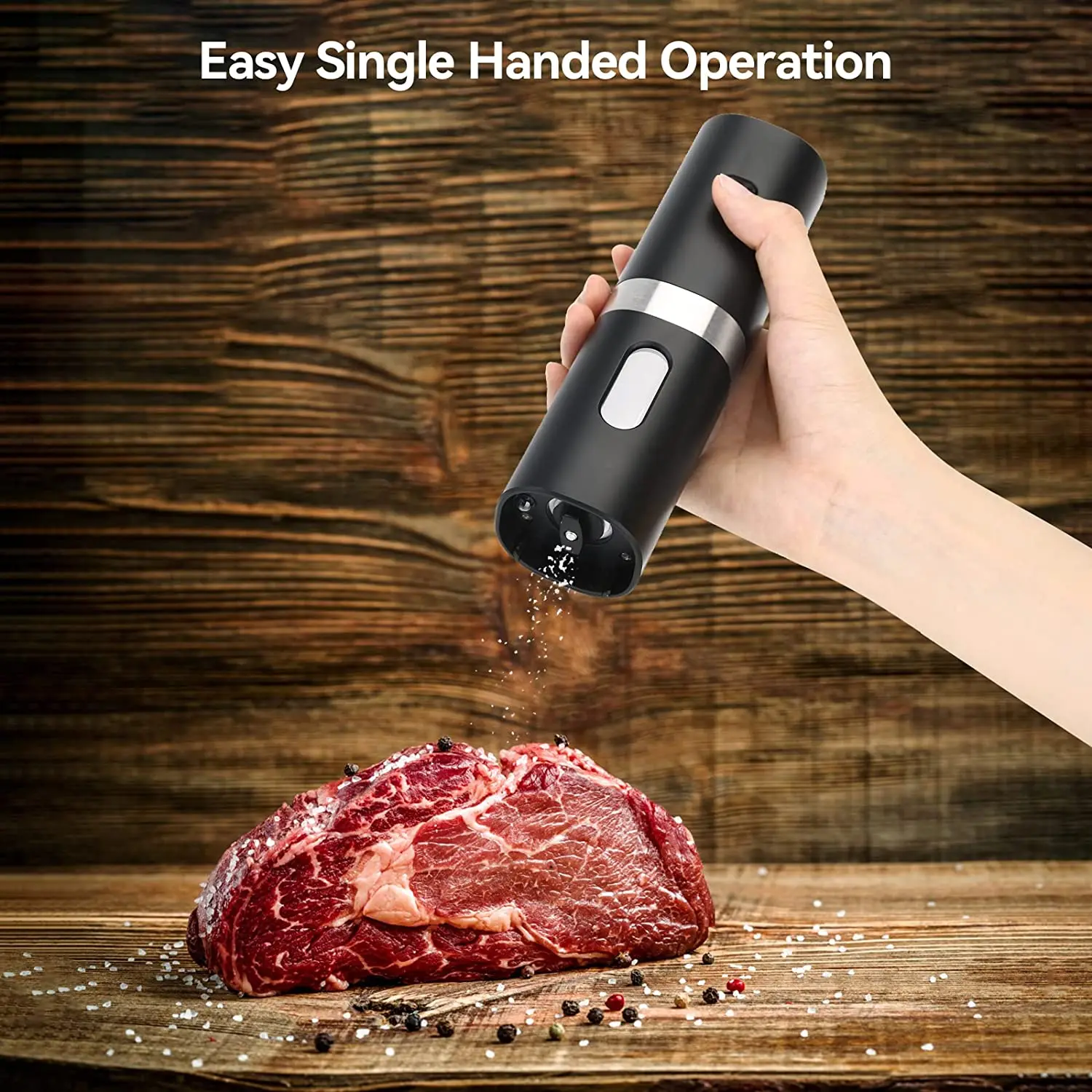 Kitchen Tools Electric Automatic Salt and Pepper Grinder Set Mill Refillable with Rechargeable Base 2 Adjustable Coarseness Mills LED Light