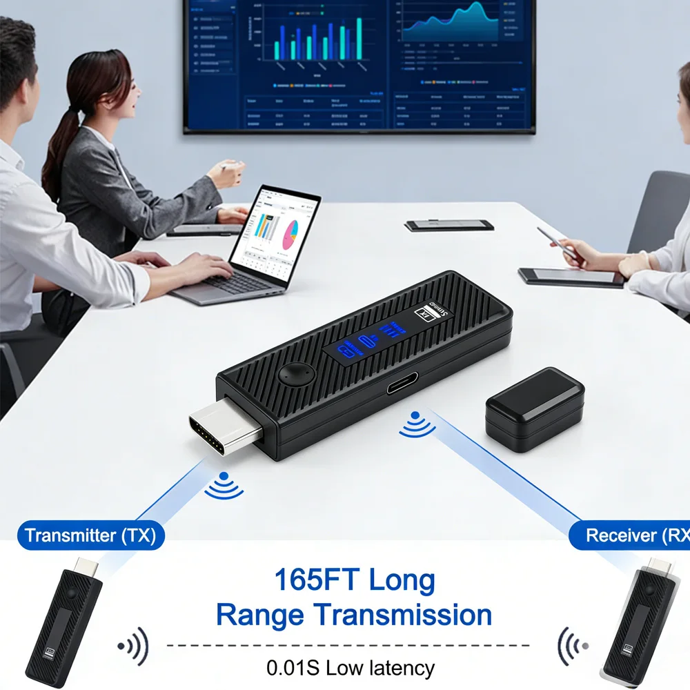 휴대용 무선 HDMI 어댑터, 드라이버 및 앱 필요 없음, 노트북, 스마트폰에서 TV 모니터로 전송하는 60M 장거리 무선 비디오 송신기