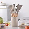 12Pcs Silicone Utensils Set Non-Stick Cookware Spatula Shovel Egg Beaters Wooden Handle Kitchenware Home Kitchen Cooking Tools 3
