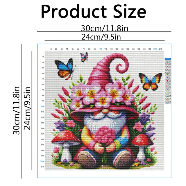 HUACAN – Kits de points de croix, ensembles de broderie de dessin animé nain Goblin, Portrait, couture, fils DMC, image imprimée de 11Ct 2