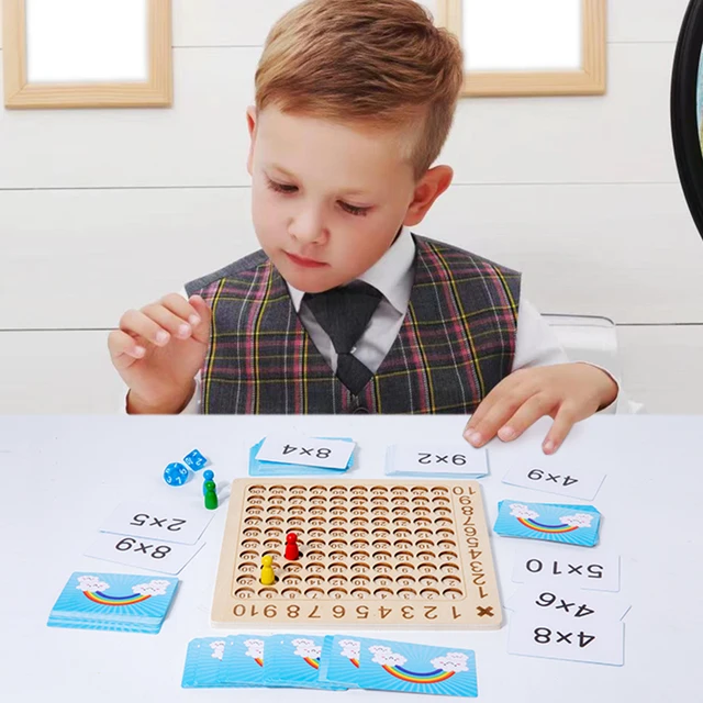 99 Multiplication Board Game Wooden Montessori  Kids Learning Educational Toys Math Counting Hundred Board Interactive Thinking 3