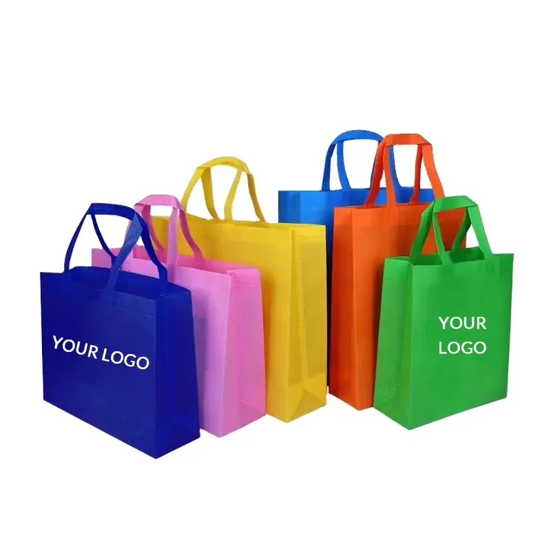 500pcs 사용자 정의 로고 패브릭 폴리 프로필렌 짠 가방 재사용 가능한 부직포 쇼핑백과 부직포 토트 백