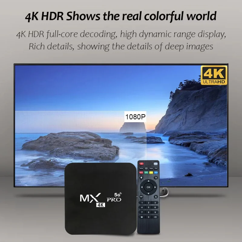 MX-PRO TV Box 8GB 128GB Android 11 Soporte 4k HD 4G 5G WiFi dual