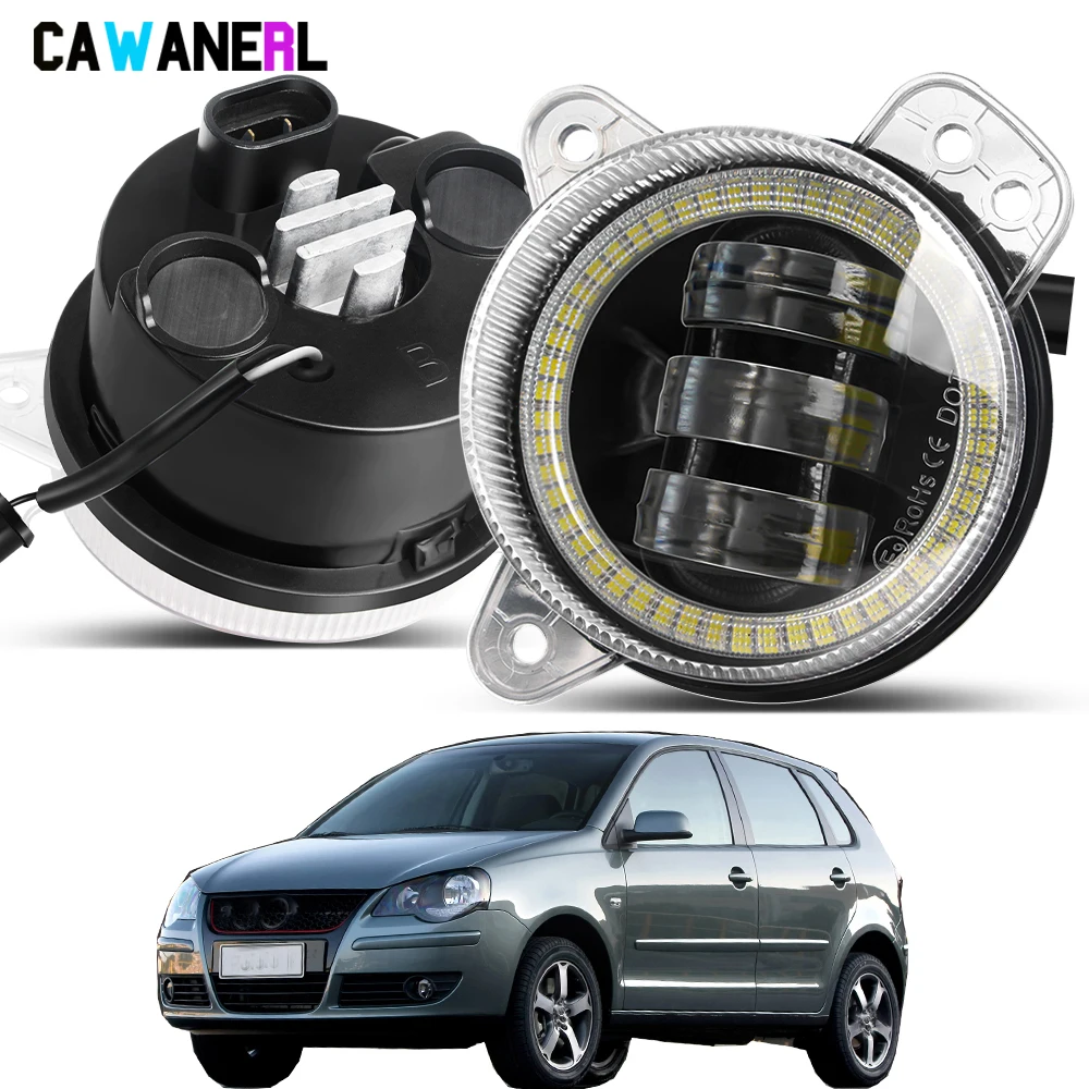 2 X Angel Eye Fendinebbia 30W 6000Lm Auto Led Fendinebbia Daytime Running Lamp Drl Per Volkswagen Vw Polo Mk4 9 N3 2005 2006 2007 2008 2009