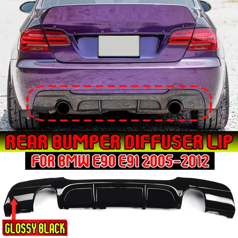 

Car Rear Bumper Splitter Diffuser Lip Protector Deflector Lips Guard with/without Brake Lgiht For BMW E90 E91 M Sport 2005-2012