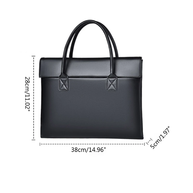 PU Leather Laptop Bag with Handles and Buckle Storage Organize