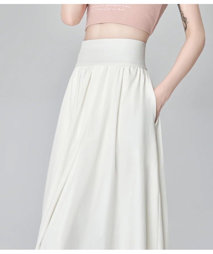 Solid Color Suit Skirt High Waist Medium Length Pleated Skirt Fashionable Versatile A-line Umbrella Skirt Spring Summer New