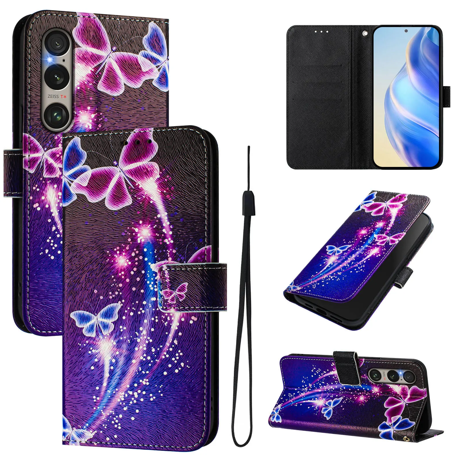 Leather Magnetic Flip Wallet Phone Case with Card Slots and Holder