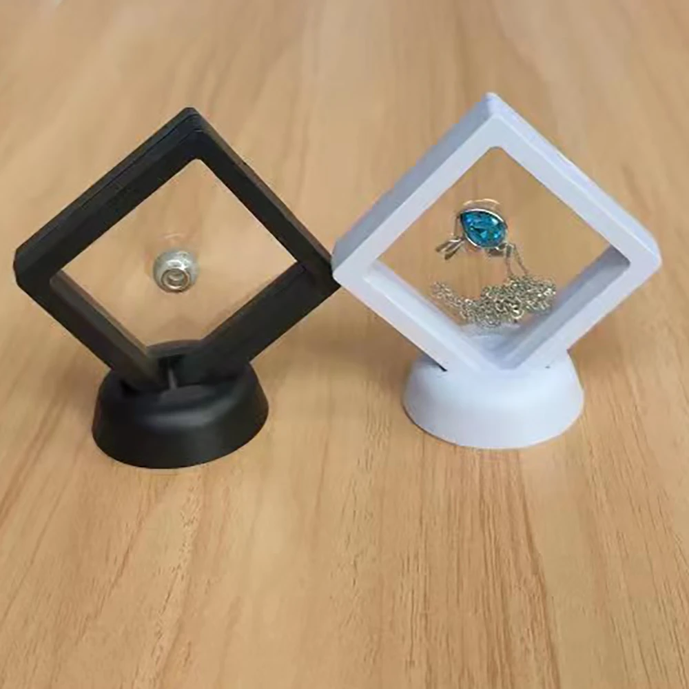 PE Floating Beads Jewelry Storage Box Square Diamond Gem Organizer Ring