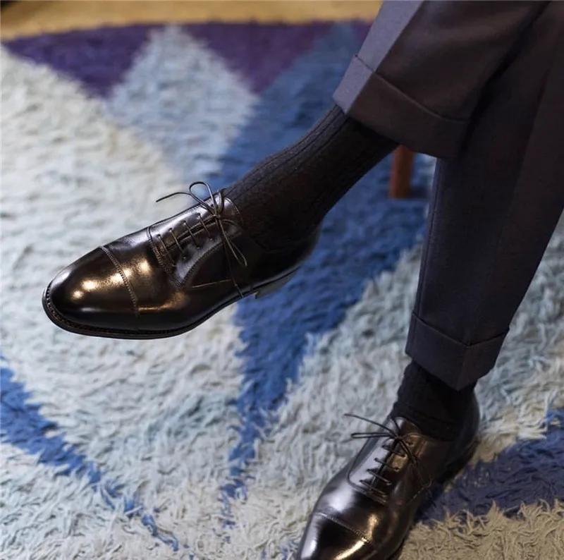 

Men's Formal Dress Retro Leather Shoes Men's Lace-up Handmade Oxford Shoes Square Toe Wedding Shoes