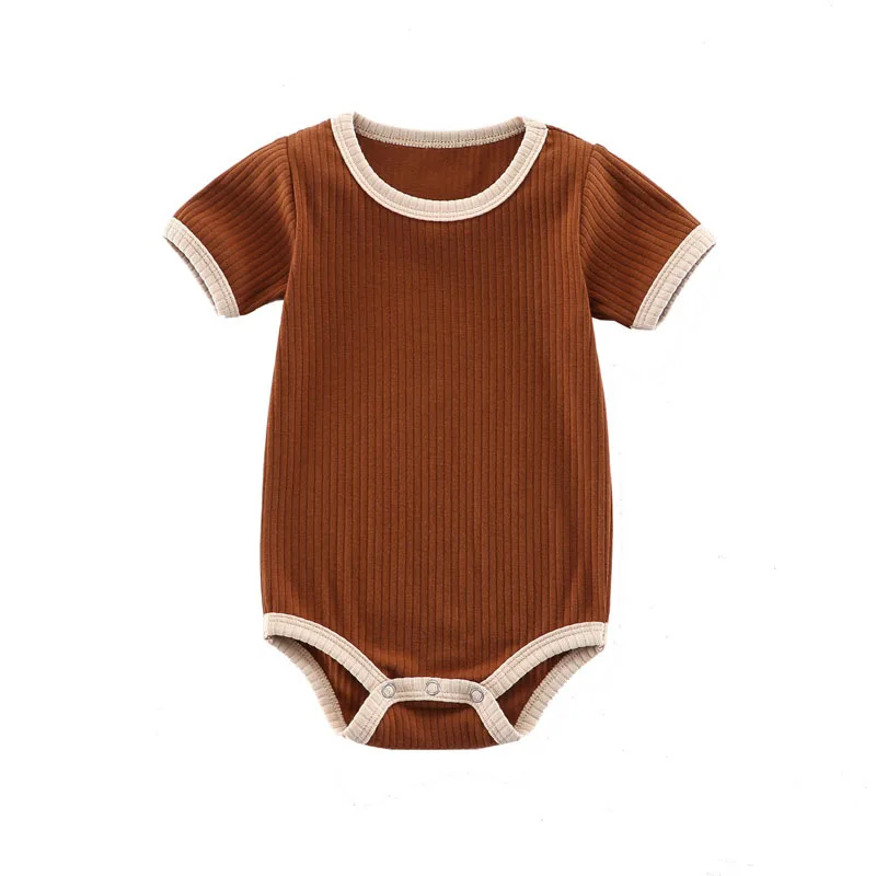 Summer Newborn Bodysuit Baby Romper Ribbed Infant Cotton Short Sleeve Body Suit Boy Girl Jumpsuits Baby Clothes One-Pieces 0-24M 4