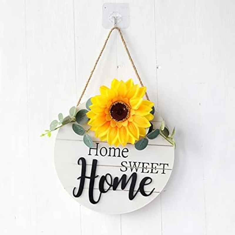 

Sunflower Home Wooden Pendant Sunflower Wooden Decor Wreath Sunflower Wooden Door Decoration Wooden Welcome Sign For Wreath