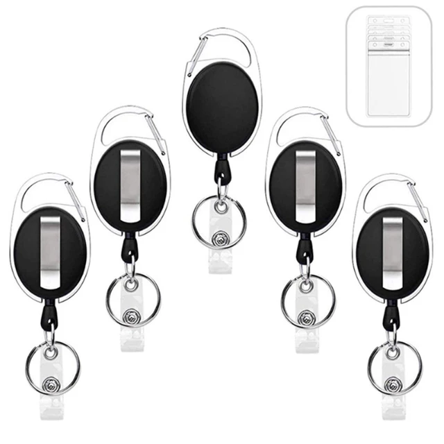 5Pcs Extendable Metal Wire Key Chain Ring Belt Clip Pull Keyring