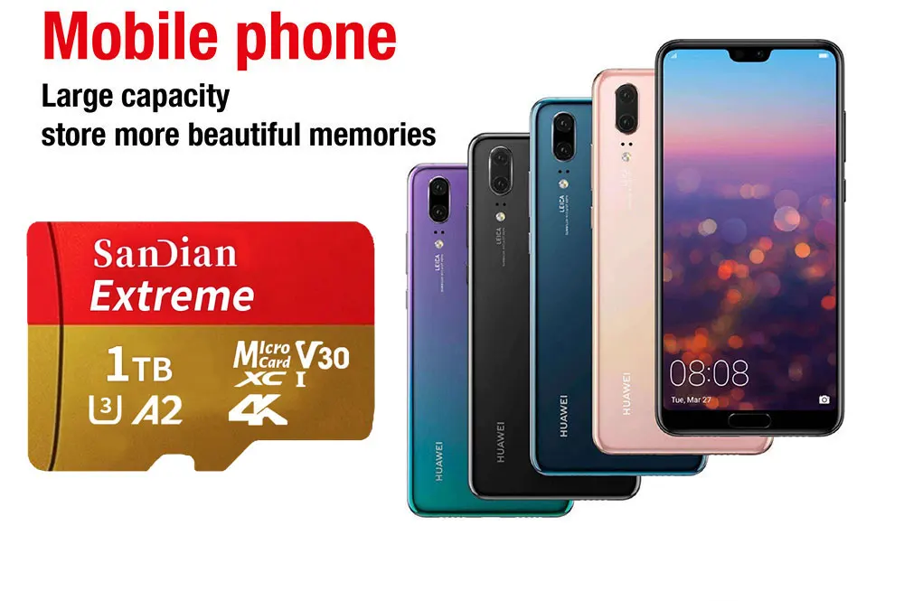  마이크로 메모리 카드, 128GB 플래시 미니 SD 카드, 256GB 512GB 1TB 고속 마이크로 HD TF 카드, 전화 카메라 드론용