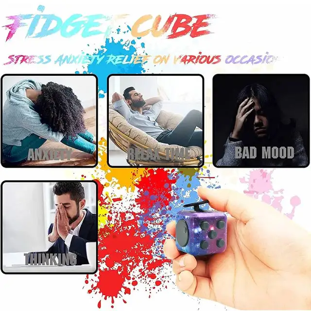 6 Sides Mini Fidget Dice Fidget Toys Cube Click Ball Anxiety Pressure Stress Relief Cubes Desk Toy Gift For Kids Adults Children 4