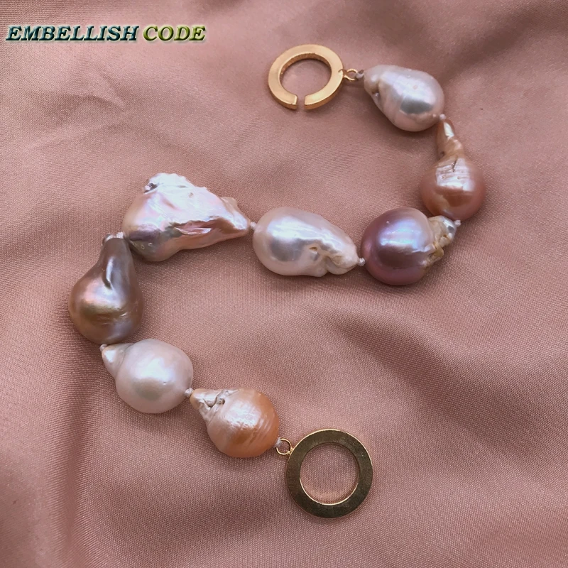 Amazing Mixed Color Large Size Tissue Nucleated Flame Ball Shape Baroque Pearl Statement Bracelet 100% Natural Some Defect 5