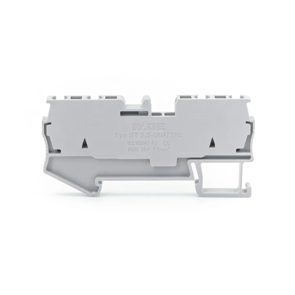 Din Rail Terminal Block ST-2.5-QUATTRO Wire Connectors Return Pull Type 4 Conductors Spring Wiring Terminal Blocks 10Pcs