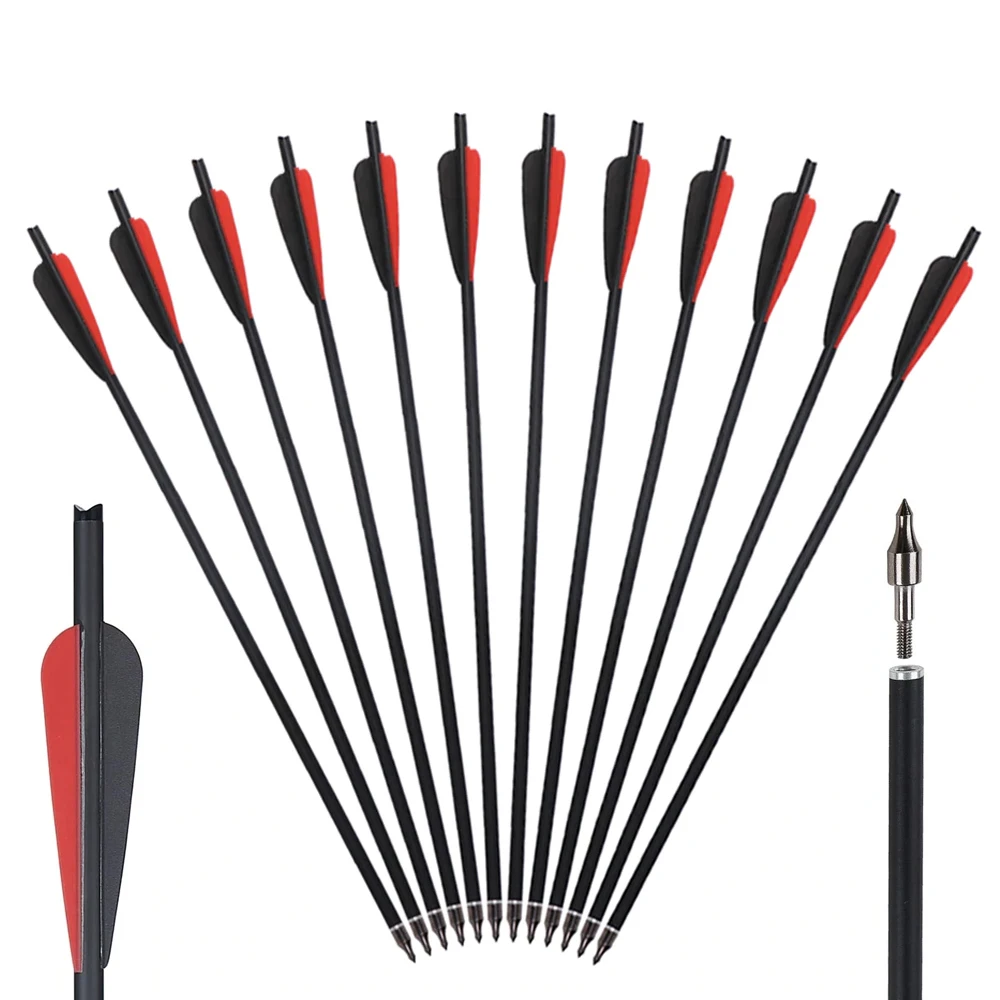 20 Inch Carbon Crossbow Arrow Archery Arrows with 4" Vanes 6/12/24pcs For Crossbow Hunting Shooting Outdoor Sports