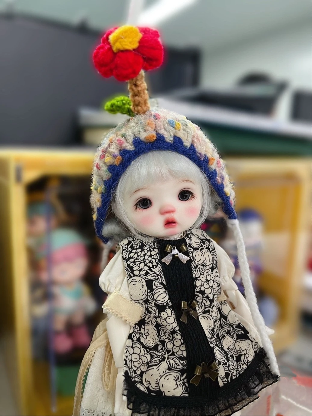 

Dula вязаная шапка ручной работы с цветами на голове шапка Blythe ob24 ob22 ob11 Azone Licca ICY jerfish 1/6 аксессуары для кукол Bjd