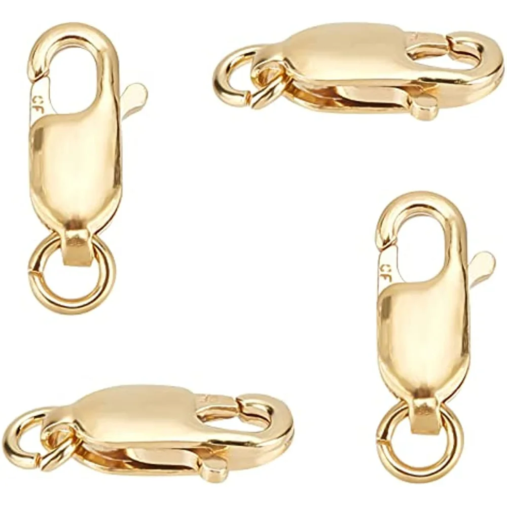 14K Yellow Gold Filled 8mm Lobster Claw Clasp with open ring, 6 pcs