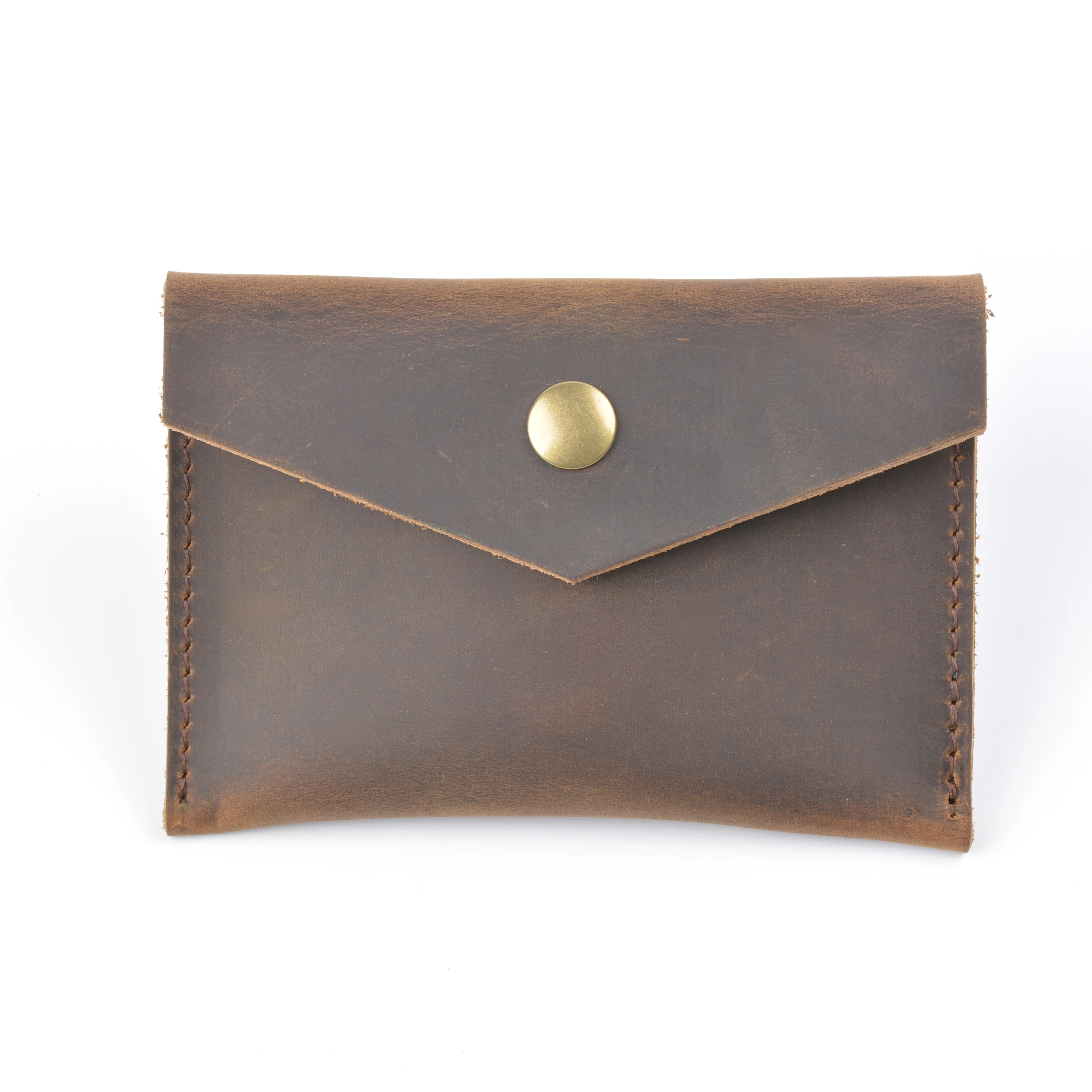 Aiguo Niu Handmade Genuine Leather Wallet-Multi-Card Slot ID Holder with Coin Pocket, Compact Business Card Organizer for Wome
