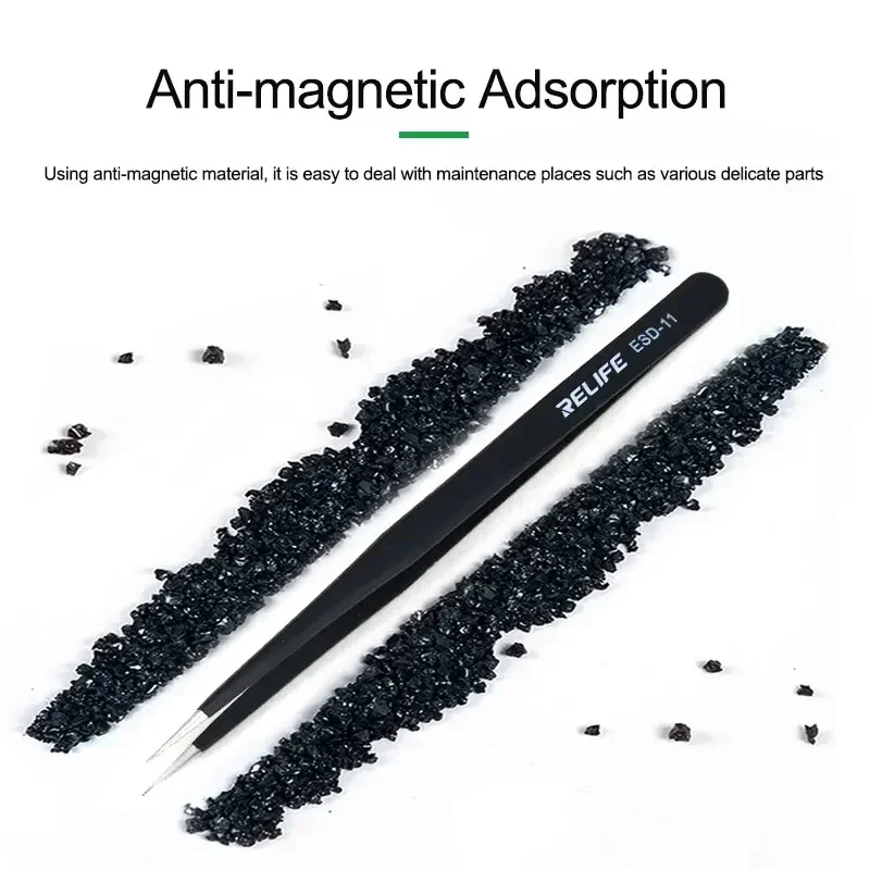 RELIFE RL-ESD-11/15 Anti-Static Antimagnetic Precision ESD Tweezers Electronic Phone Motherboard flying wire Repair Tools