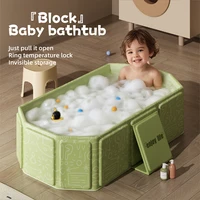 1PC green and white children's portable thick folding bathtub, suitable for travel 1