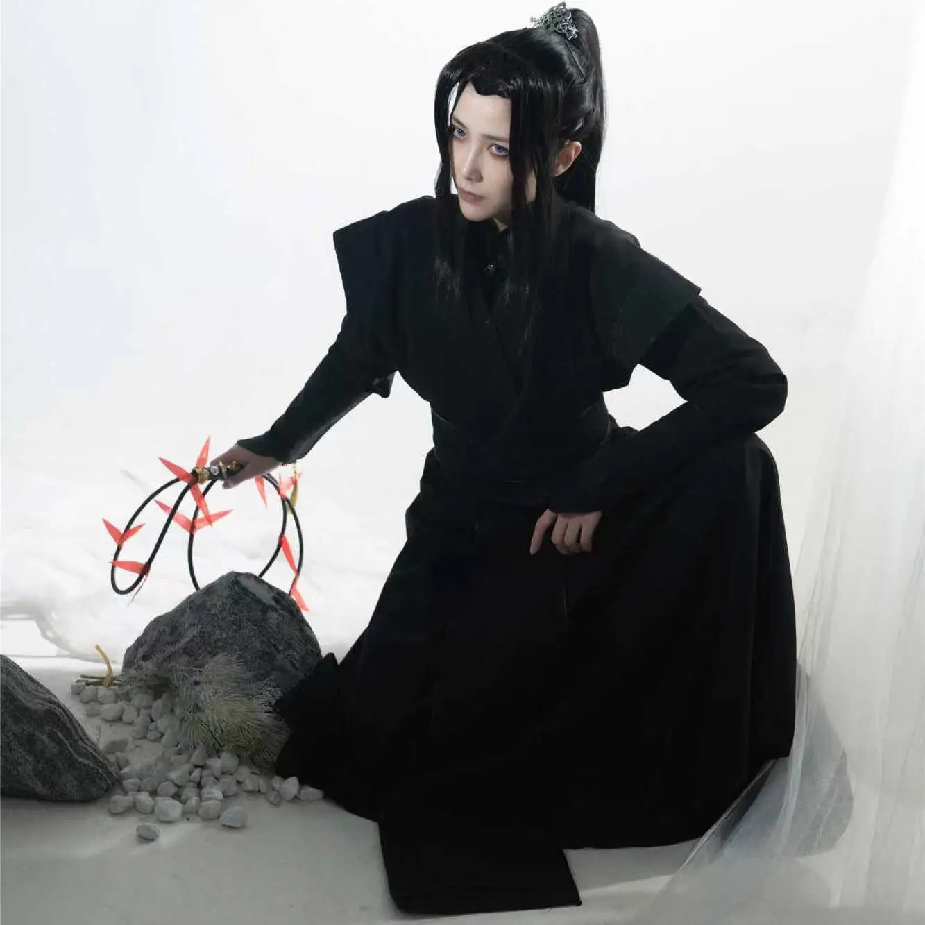 Niche Trendy Zwarte Hanfu Mannen Vintage Gothic Sets Anime Donkere Serie Cosplay Kostuum Carnaval Feest Mannelijke Hanfu