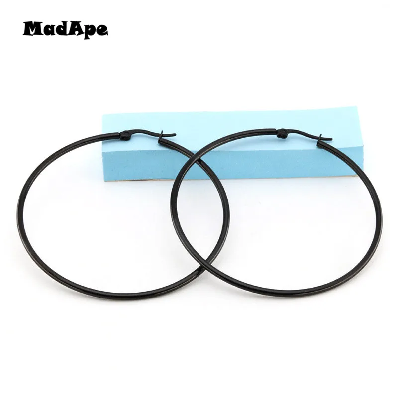 MadApe-Boucles d'oreilles créoles en acier inoxydable pour femmes et filles, cercle de documents en or et en argent, boucle d'oreille de basket-ball, bijoux