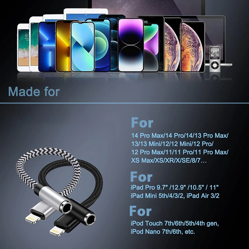 Lightning to 3.5mm Audio Adapter - Earphones & Headphones Connector with Audio Splitter Functionality