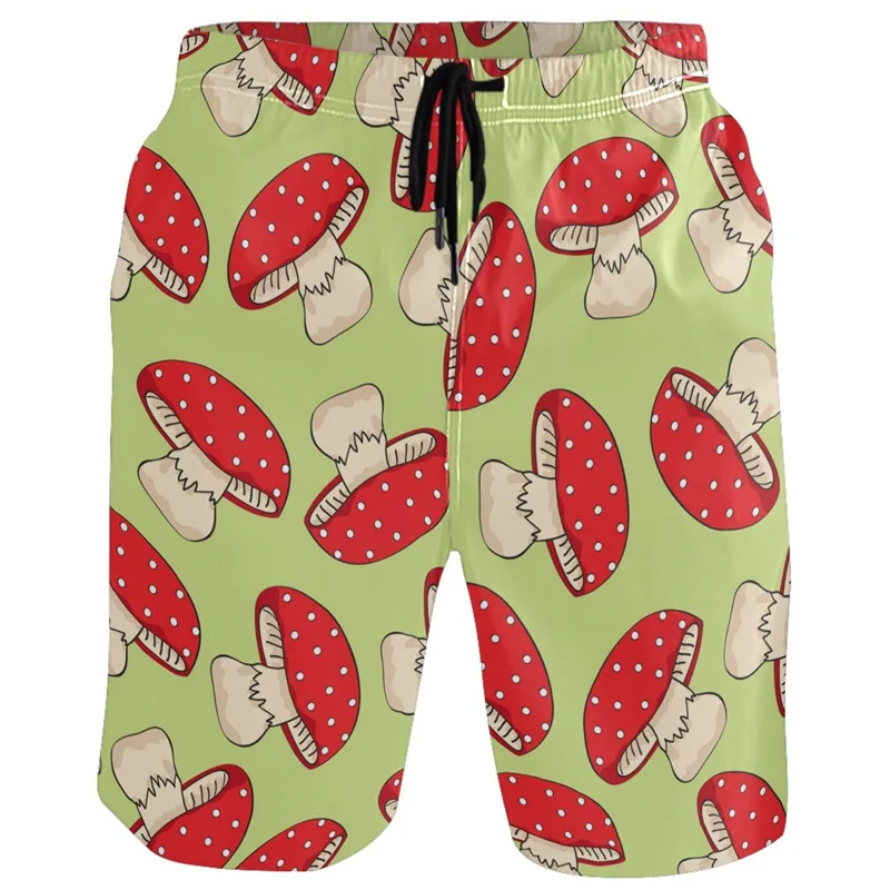 

3D Print Mushroom Sunflower Beach Shorts For Men Outdoor Loose Street Short Pants Casual Swimming Trunks Summer Board Shorts
